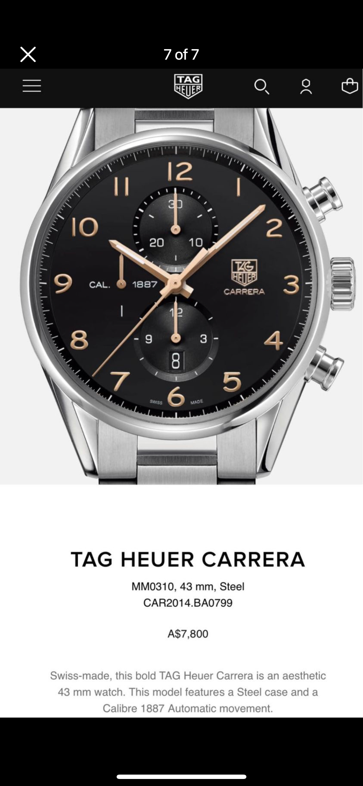 Tag Heuer TAG HEUER CARRERA MM0310 43 mm Steel CAR2014.BA0799 Ref. CAR2014.BA0799